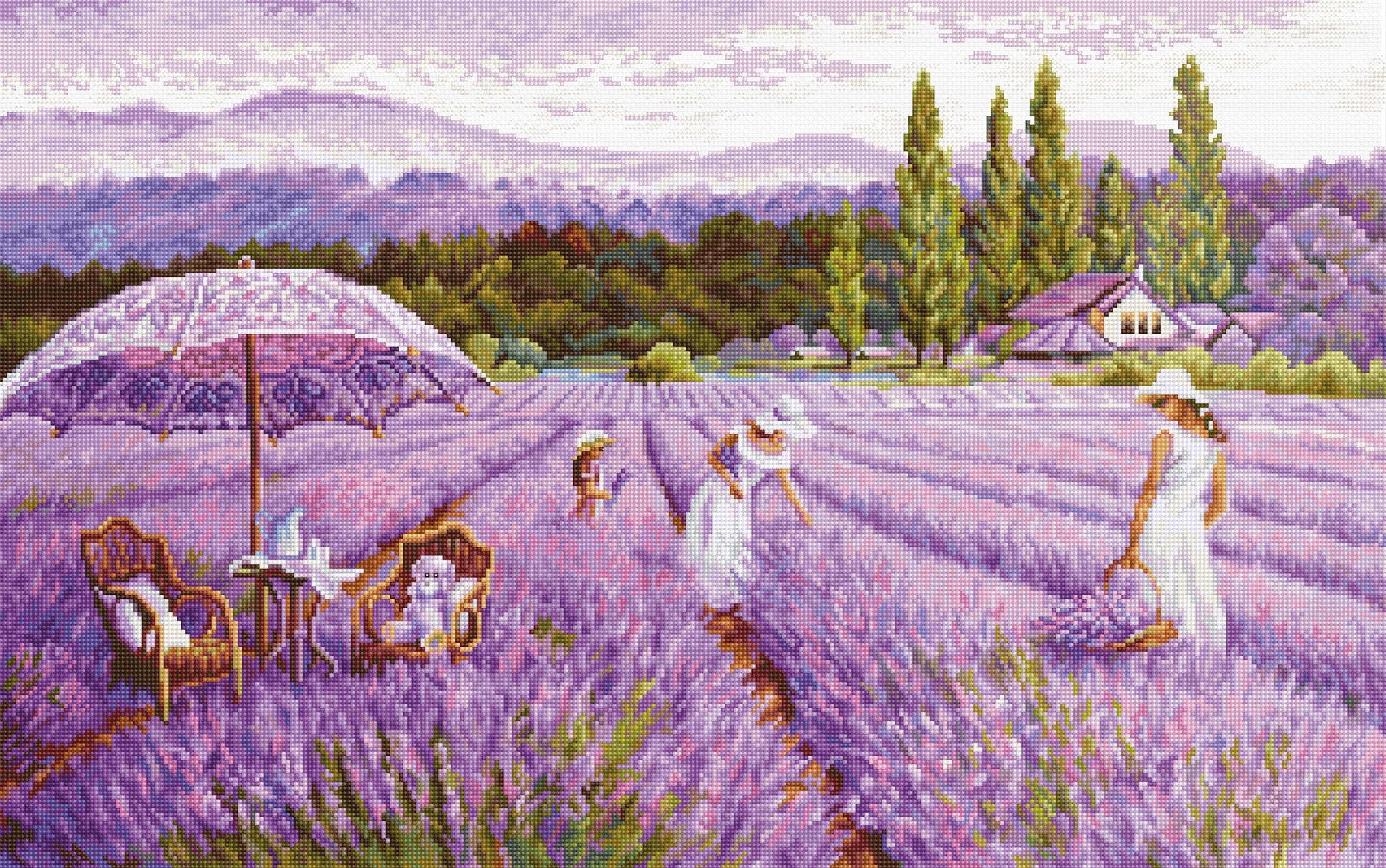 Counted Cross Stitch Kit Luca-S GOLD - Lavender Field, BU5008