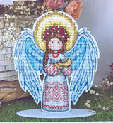 Unic Cross Stitch Kit Angel of life, with metallic threads, beads and decorative crystals.