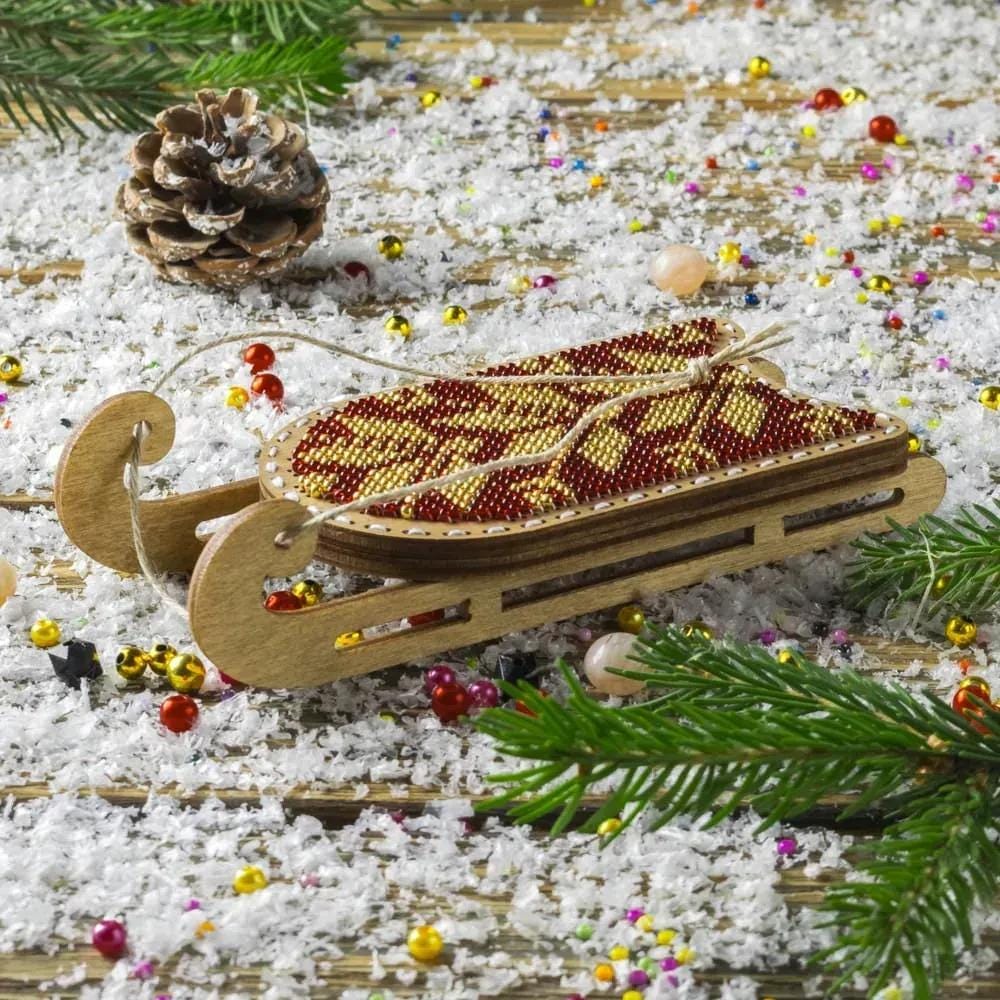 Beaded Sled Stitch Kit: Plywood Embroidery Craft (LK-468)
