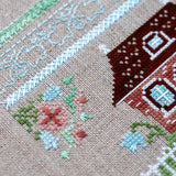 Cross Stitch Sampler Kit In a puddle (Chicken Coop): Hand-Dyed Threads, Linen Embroidery