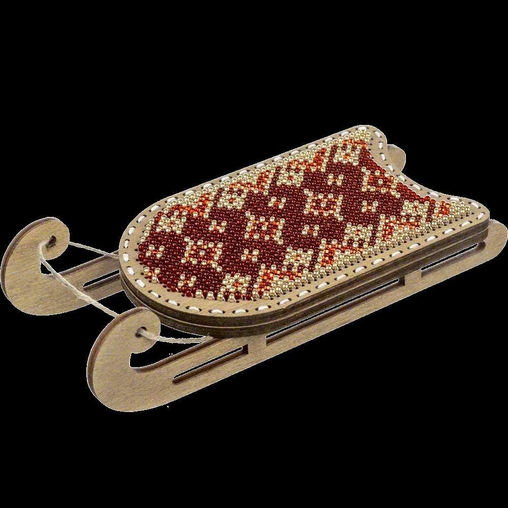 Beaded Sled Stitch Kit: Plywood Embroidery Craft (2.2"X4")