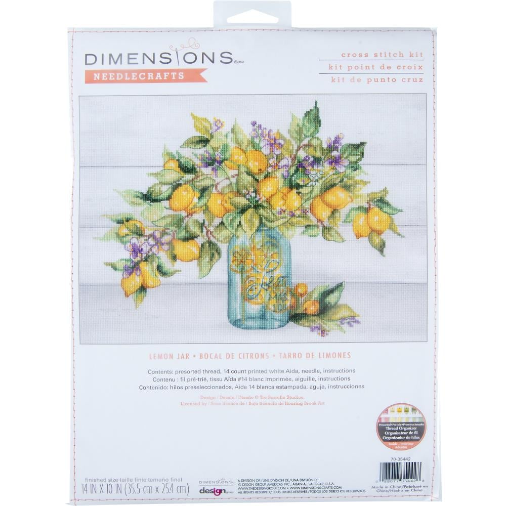 Counted Cross Stitch Kit DIMENSIONS,Lemon Jar (14 Count) , 70-35442