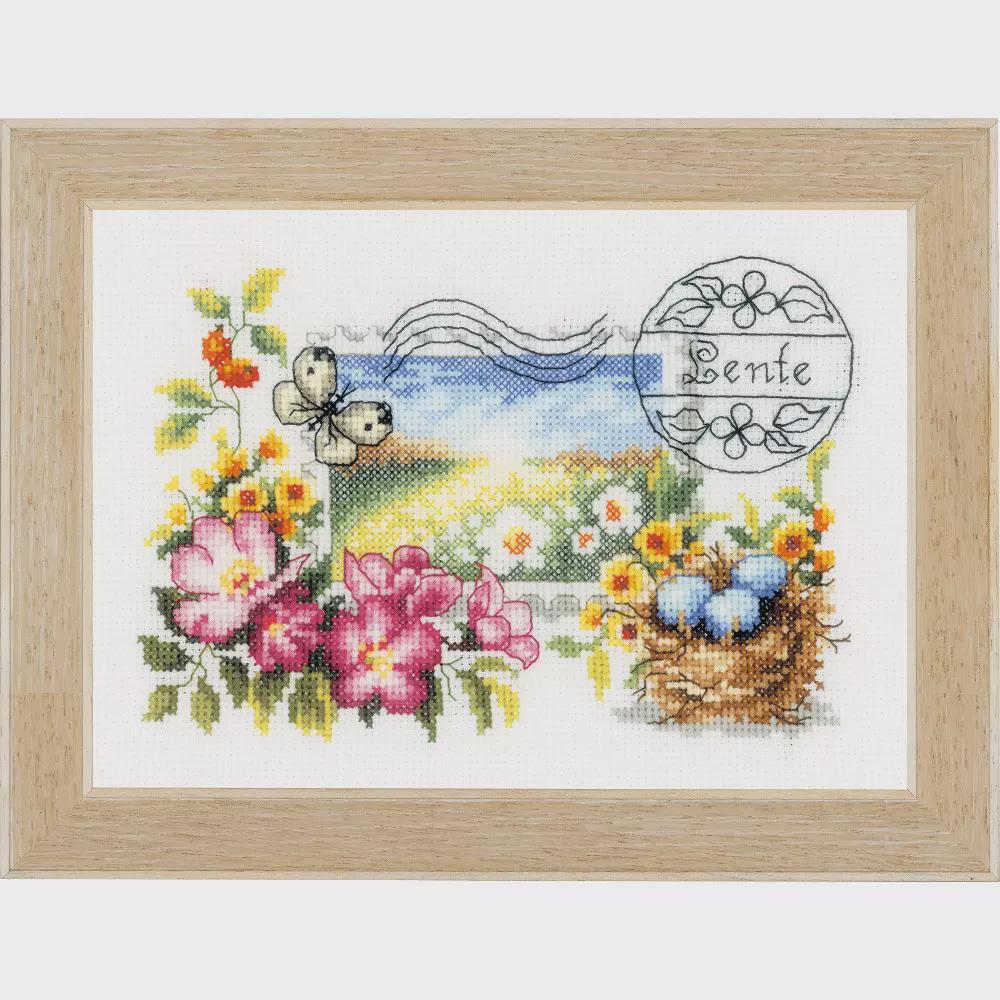 Cross Stitch  Kit,  Spring Stamp Vervaco, 8.2"x5.9" (21x15cm), PN-0148641