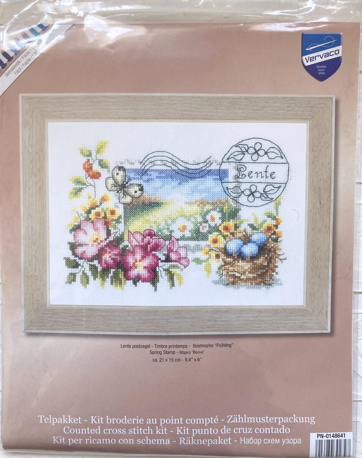 Cross Stitch  Kit,  Spring Stamp Vervaco, 8.2"x5.9" (21x15cm), PN-0148641