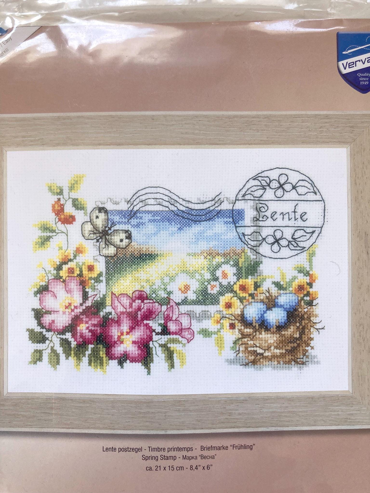 Cross Stitch  Kit,  Spring Stamp Vervaco, 8.2"x5.9" (21x15cm), PN-0148641