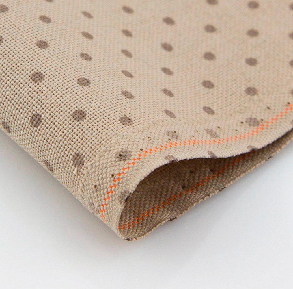 Embroidery Evenweave Fabric 32ct Beige with Khaki Dots, Embroidery Material Zweigart Murano precut