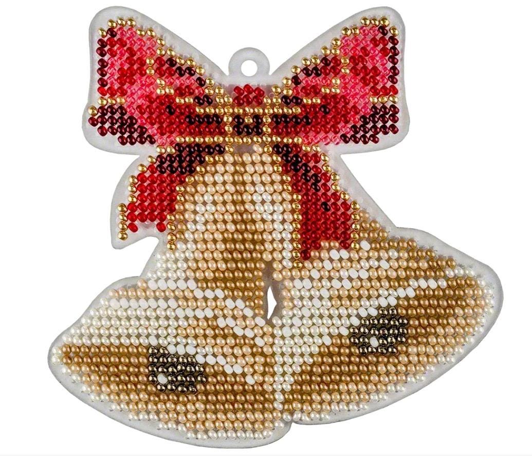 Bead Embroidery Kit on plastic base Christmas Bell, PL-049. Fast DIY Kit