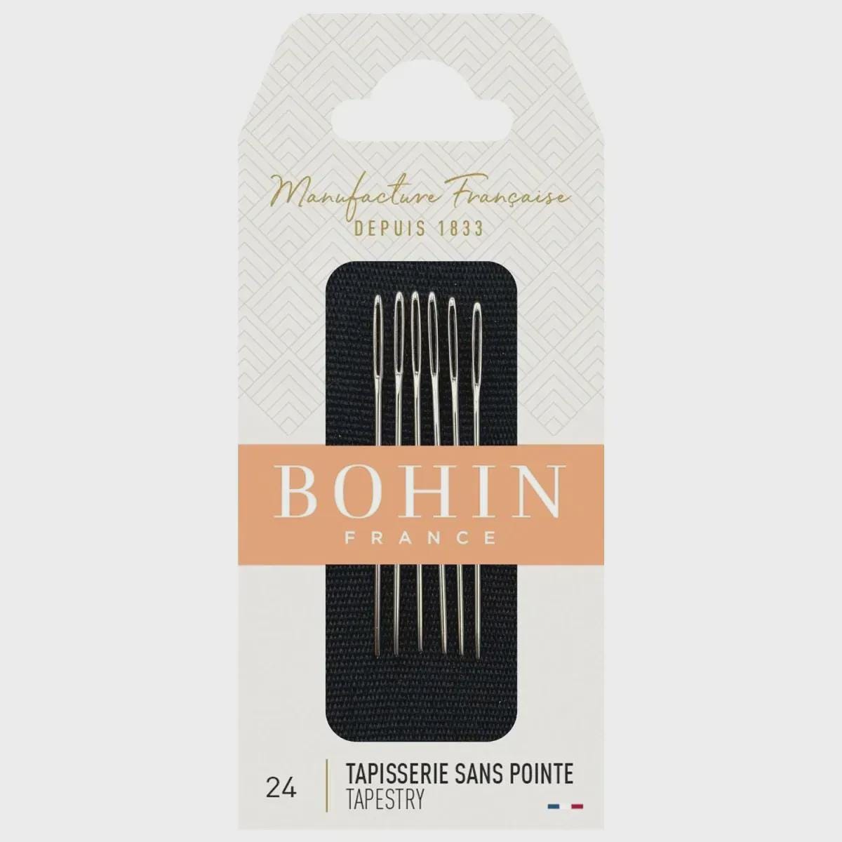 Bohin Tapestry Needles Size 24 – Pack of 6 – Blunt Tip – Embroidery & Cross Stitch – 00836