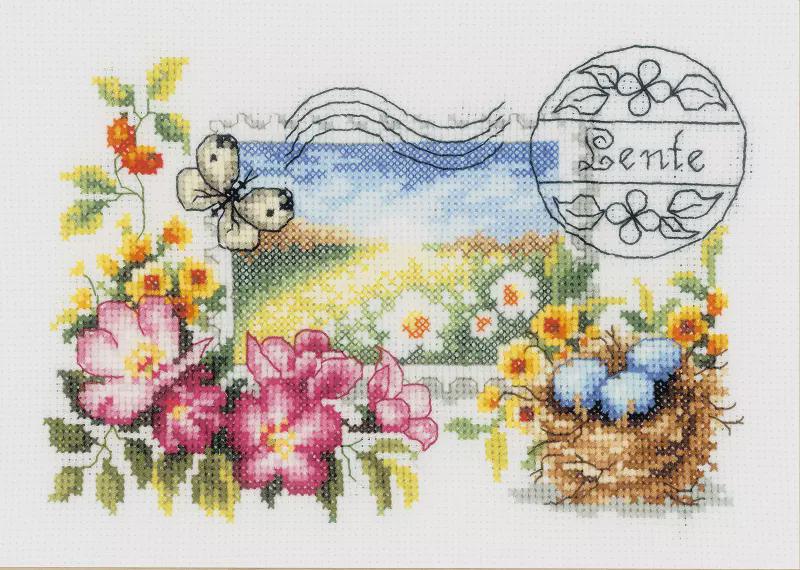 Cross Stitch  Kit,  Spring Stamp Vervaco, 8.2"x5.9" (21x15cm), PN-0148641