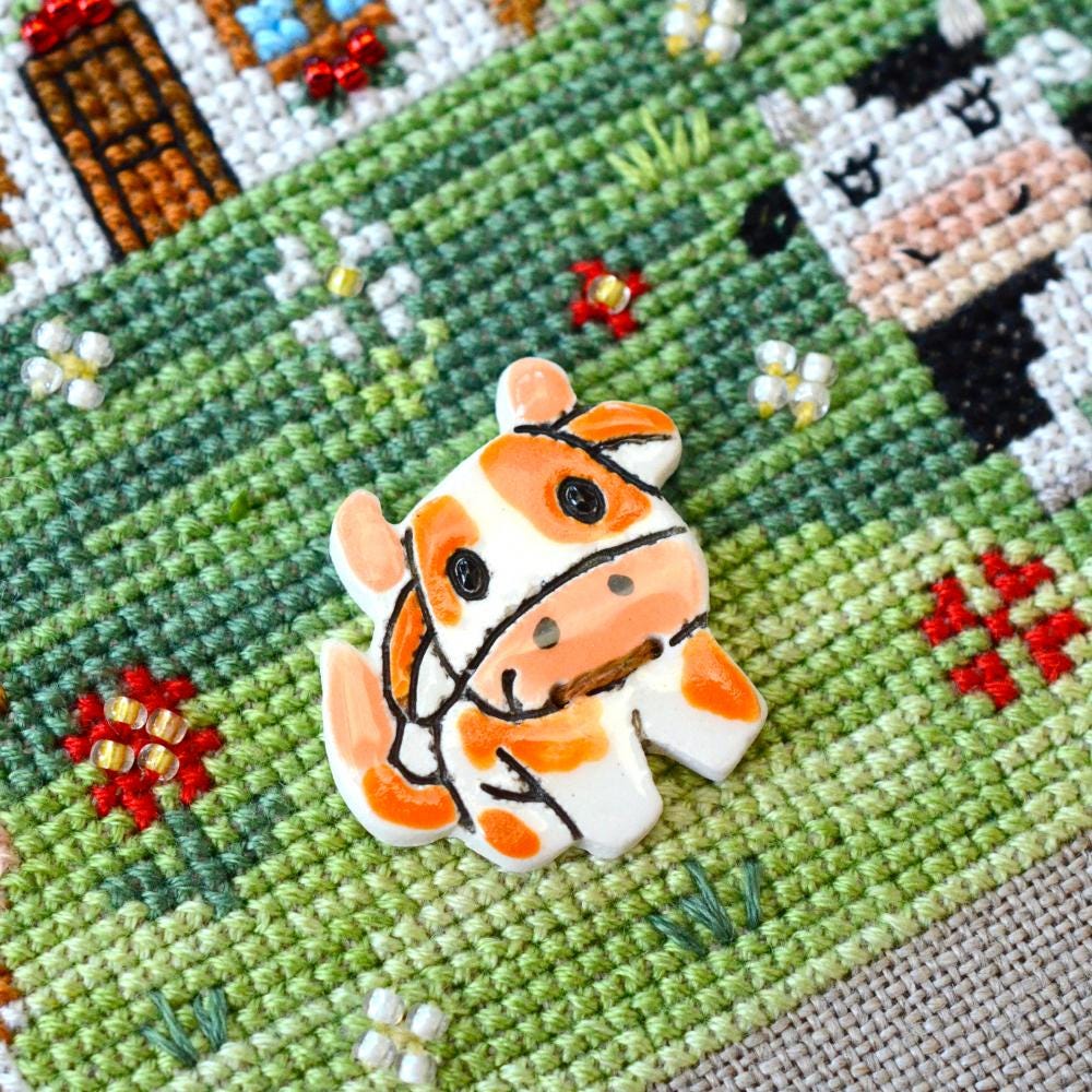 Sampler Cross Stitch Kit: "In the Pasture", Tela Artis  - Hand-Dyed threads