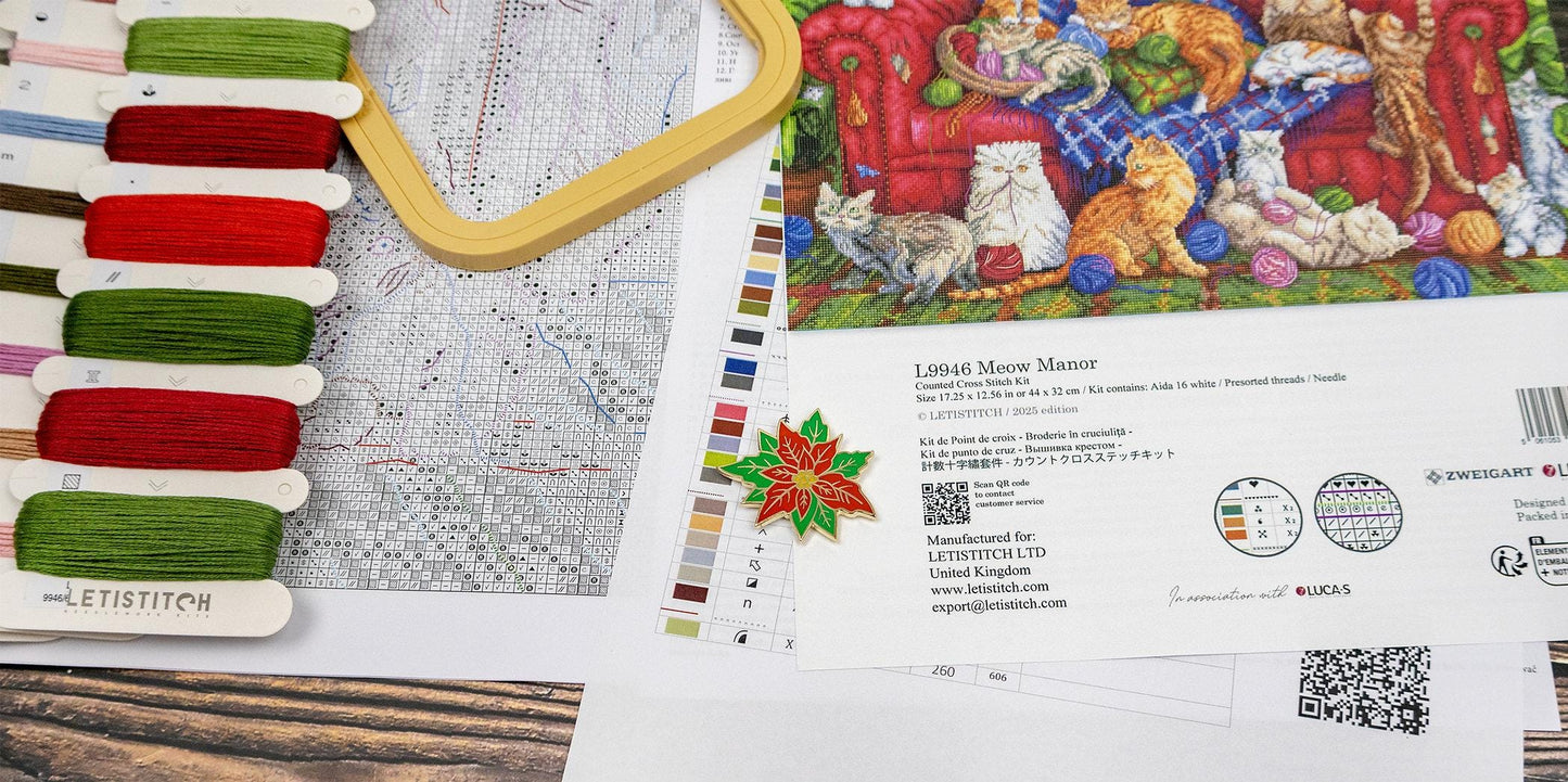Counted Cross Stitch Kit Meow Manor, LETISTITCH, L9946
