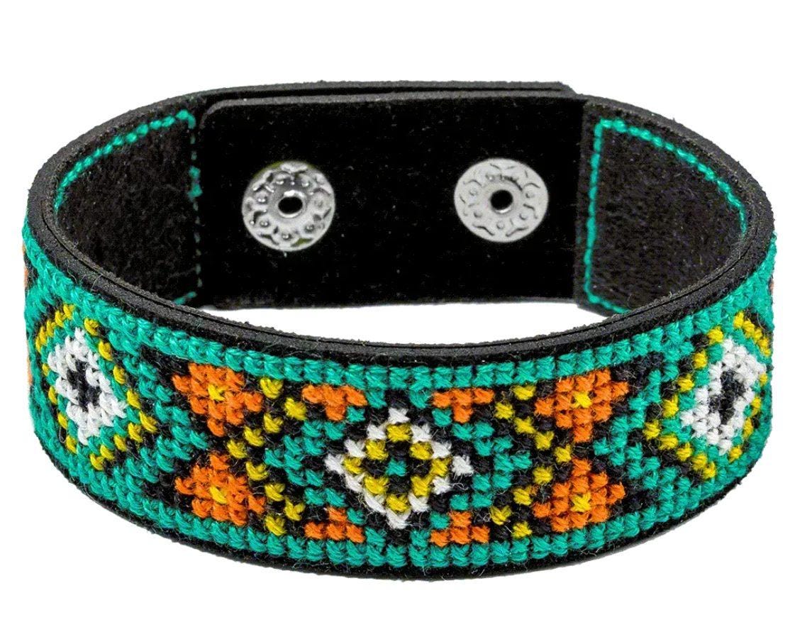 Embroidery Kit faux leather Bracelet Cross Stitch Ornament, HL-027. Fast DIY Kit