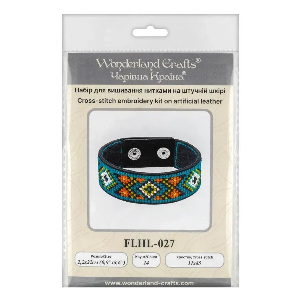 Embroidery Kit faux leather Bracelet Cross Stitch Ornament, HL-027. Fast DIY Kit