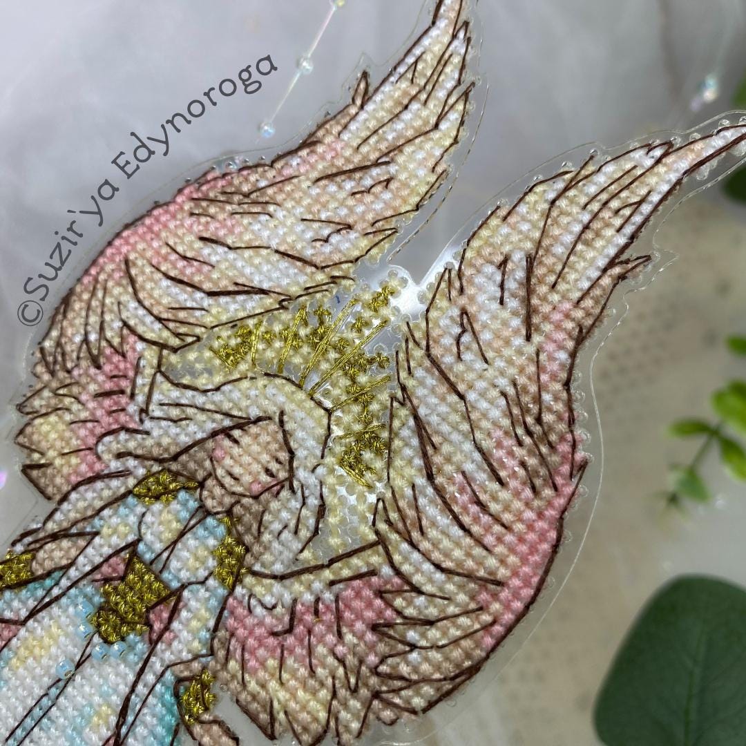 Unic Cross Stitch Kit, Angel of Light with threads, and beads.