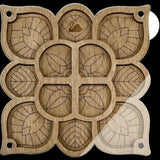 Bead Organizer plywood with magnetic lid, Floral stained glass window, 5.9 x 5.7 IN