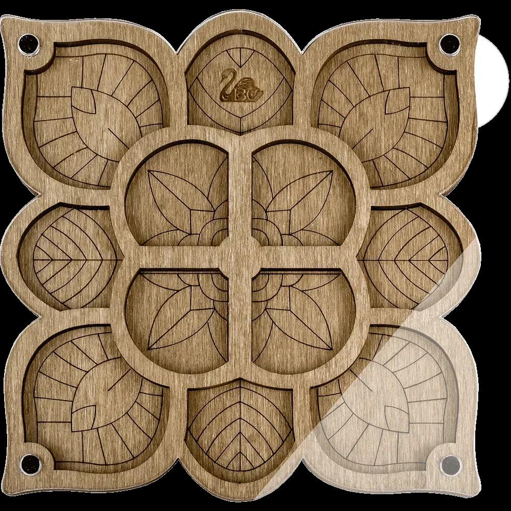 Bead Organizer plywood with magnetic lid, Floral stained glass window, 5.9 x 5.7 IN