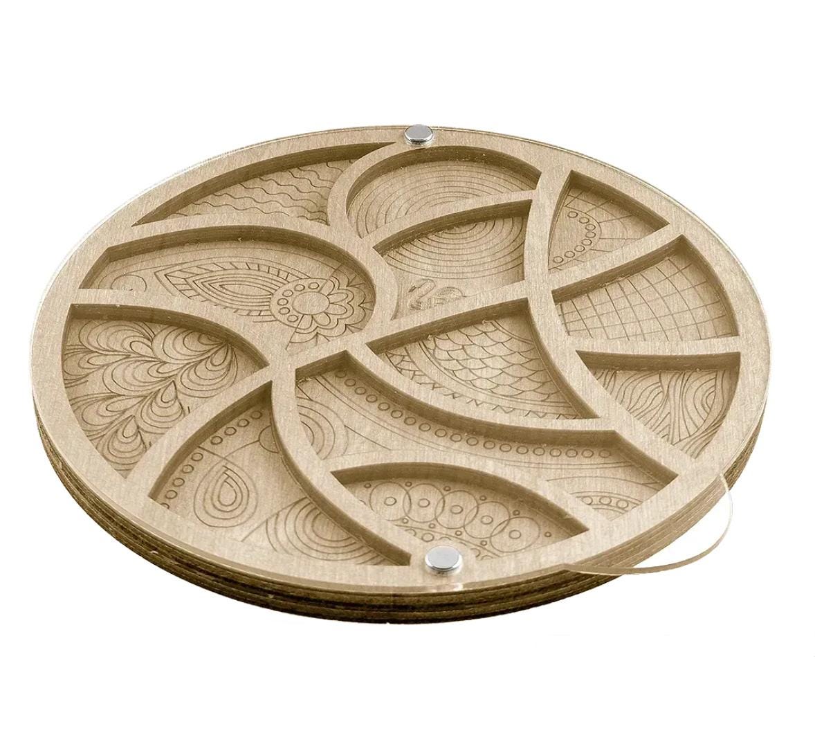 Organizer plywood for beads with magnetic lid, Sea currents, 14.5 cm, ZB-034