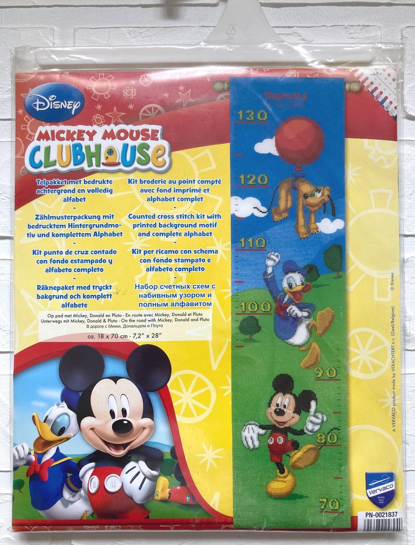 Mickey Mouse Cross Stitch Height Meter Kit: Home Decor, Vervaco