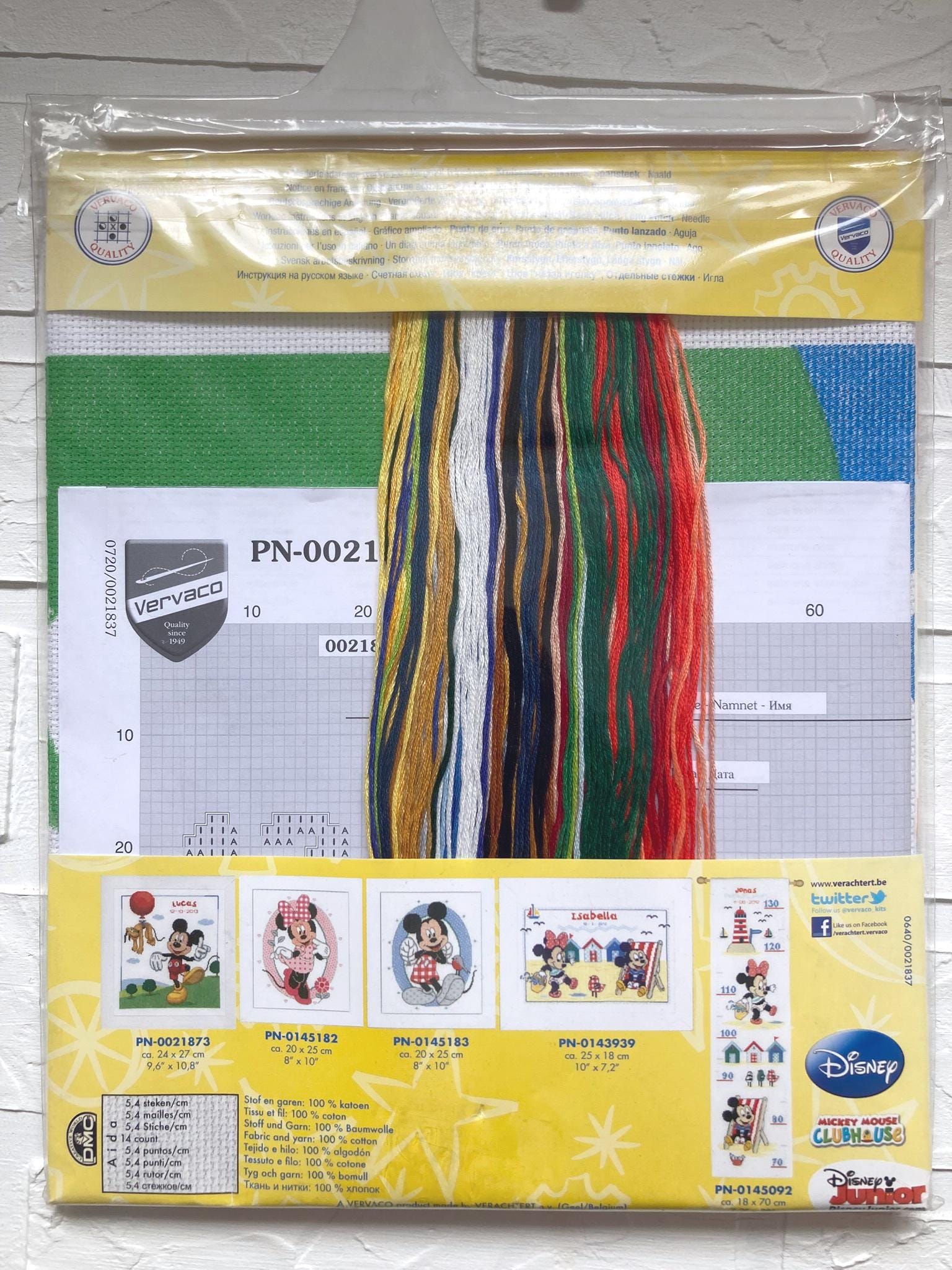 Mickey Mouse Cross Stitch Height Meter Kit: Home Decor, Vervaco