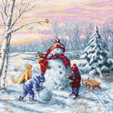 Counted Cross Stitch Kit Luca-S- Merry Christmas B2358, making Snowman with dog.
