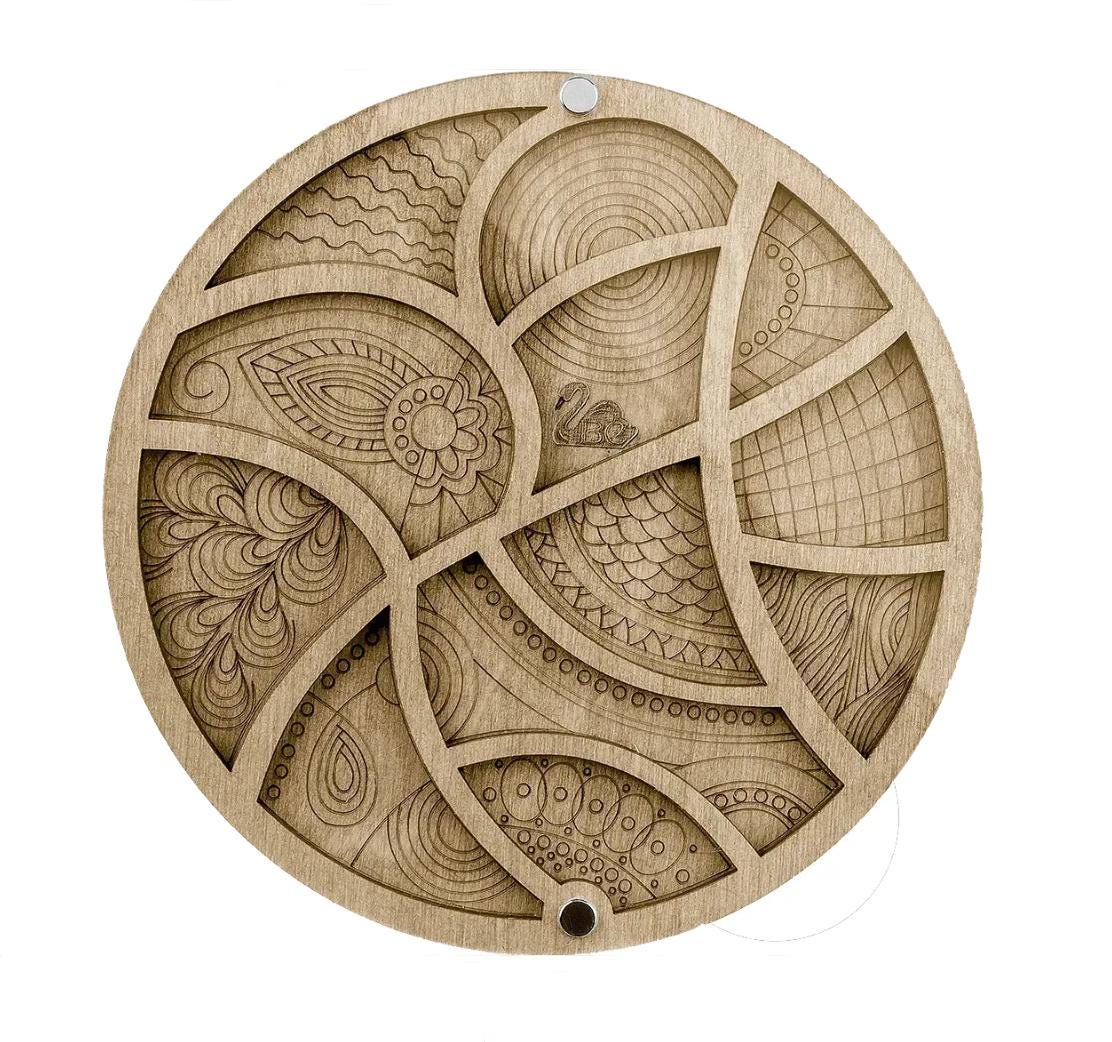 Organizer plywood for beads with magnetic lid, Sea currents, 14.5 cm, ZB-034