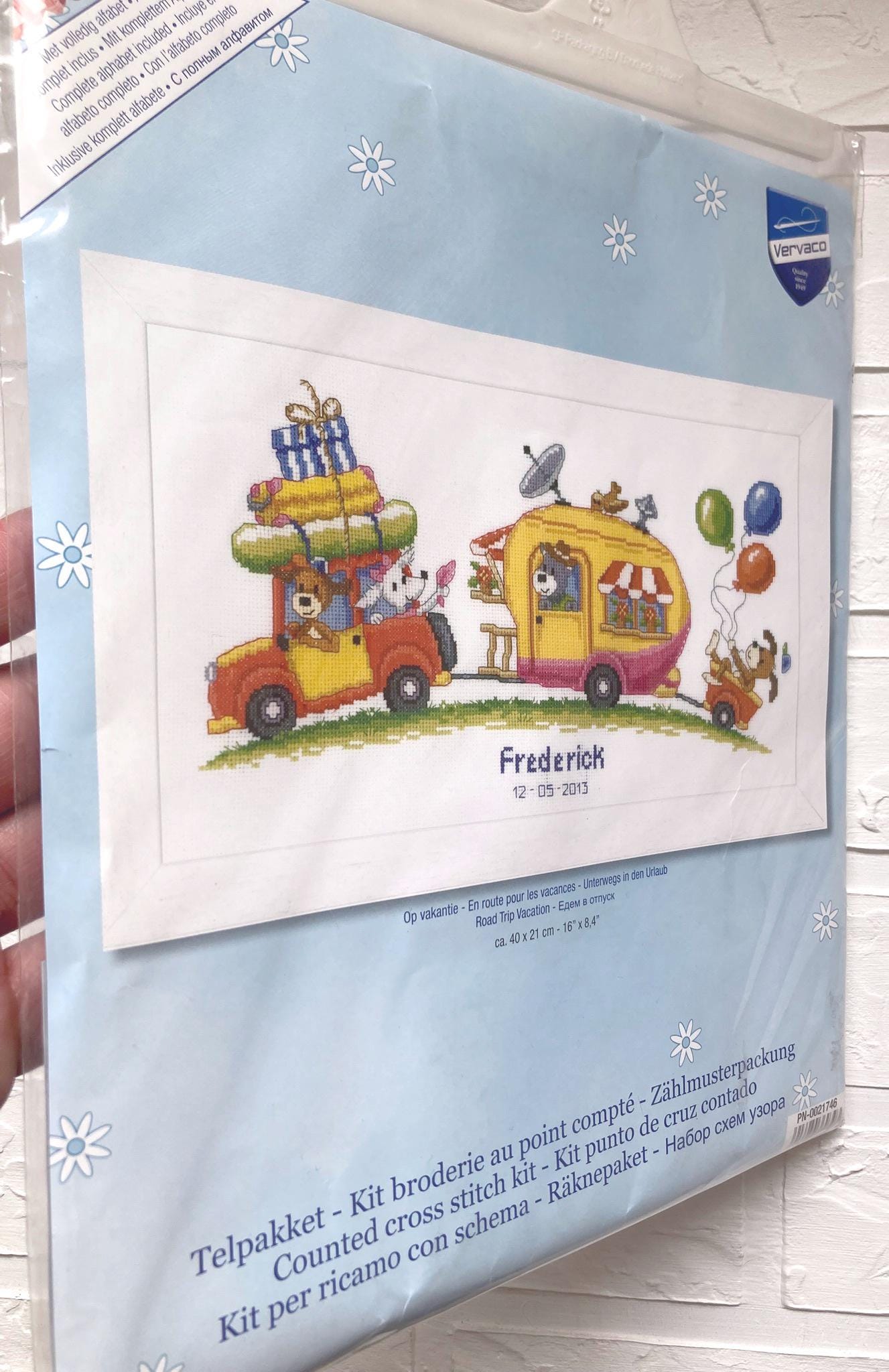 Cross Stitch  Kit, Road Trip Vacation Vervaco, 16"x8.4" (20x18cm), PN-0021746
