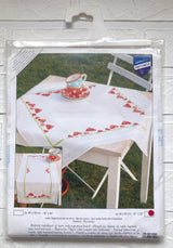 DIY Tablecloth Cross Stitch Kit Toadstools , Vervaco, 32"x32" (80x80cm), PN-0013284 Vervaco Runner