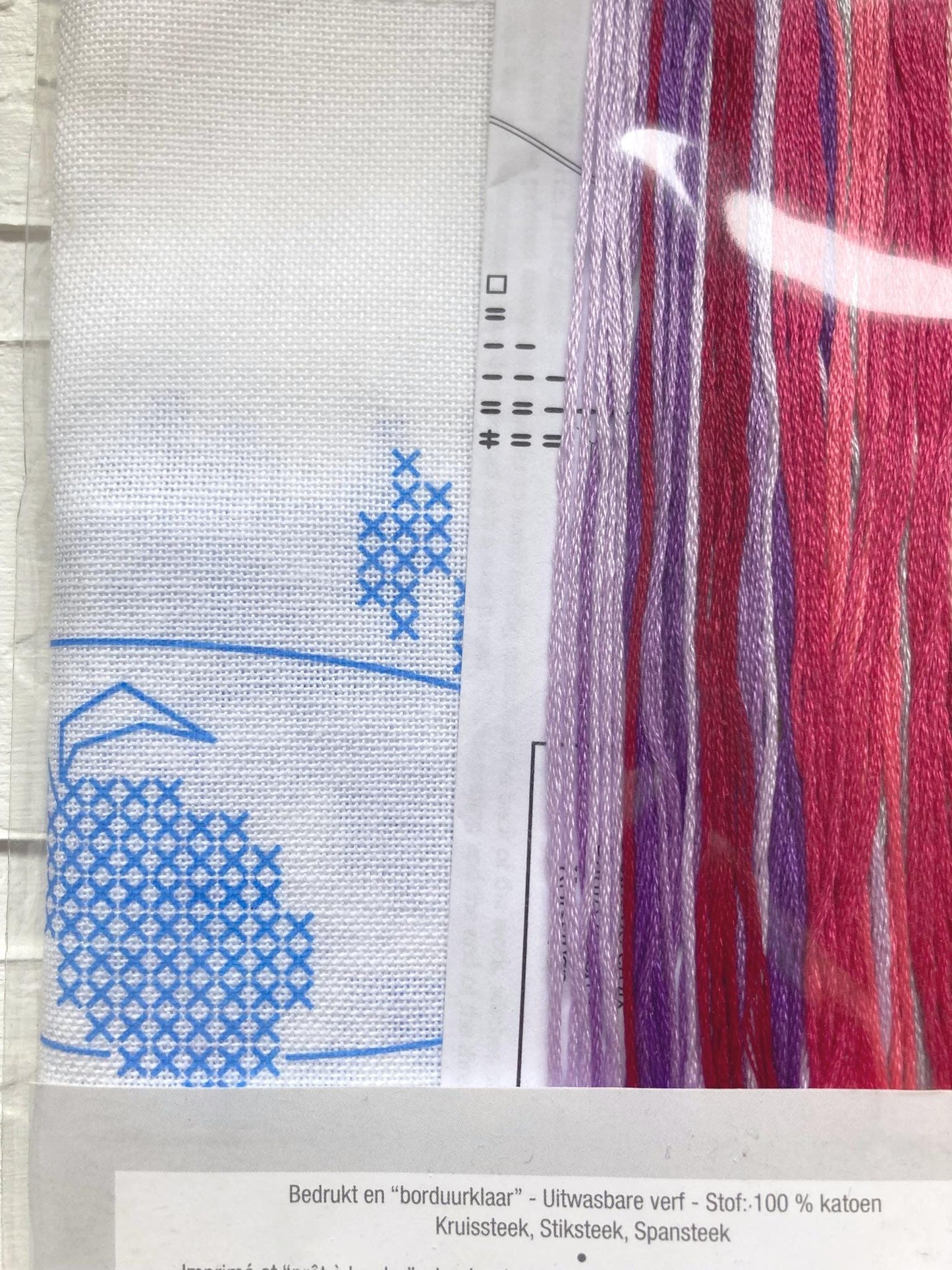Tablecloth DIY Cross Stitch Kit Colourful Flowers, Vervaco, 32"x32" (80x80cm), PN-0156404 Vervaco Runner