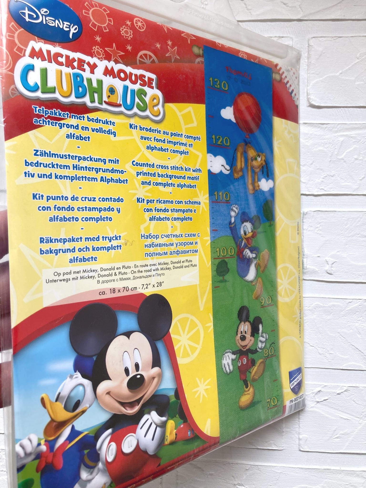 Mickey Mouse Cross Stitch Height Meter Kit: Home Decor, Vervaco