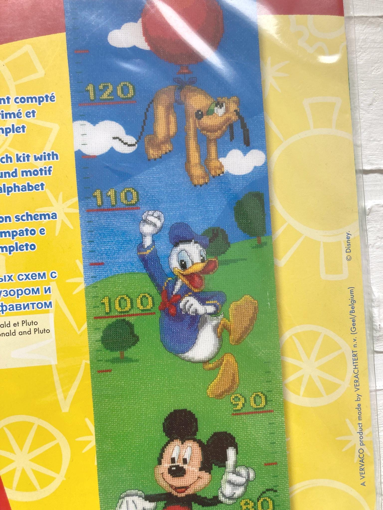 Mickey Mouse Cross Stitch Height Meter Kit: Home Decor, Vervaco