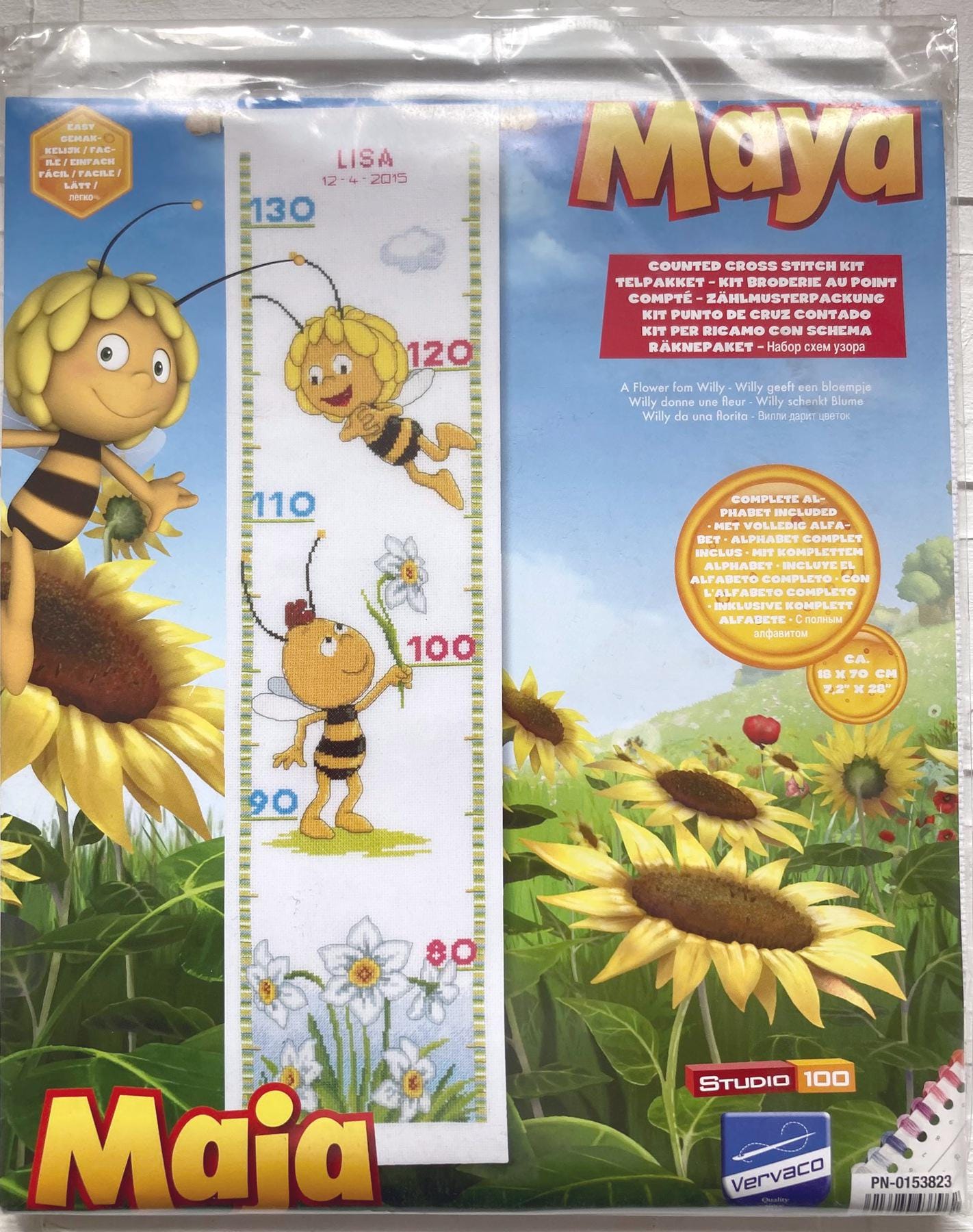 Bee Maya Cross Stitch Kit: Kids Height Meter, Home Decor - Vervaco