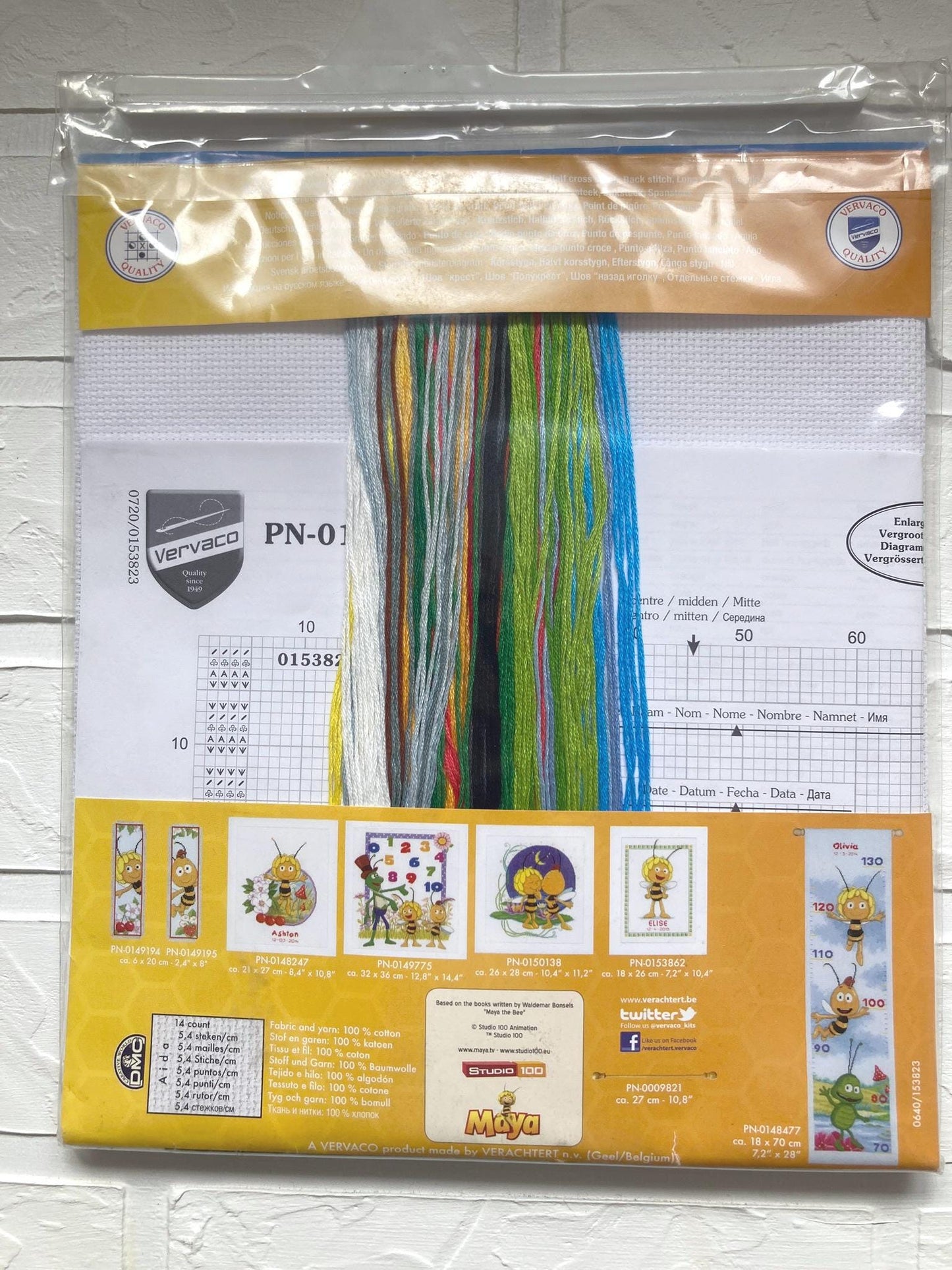 Bee Maya Cross Stitch Kit: Kids Height Meter, Home Decor - Vervaco