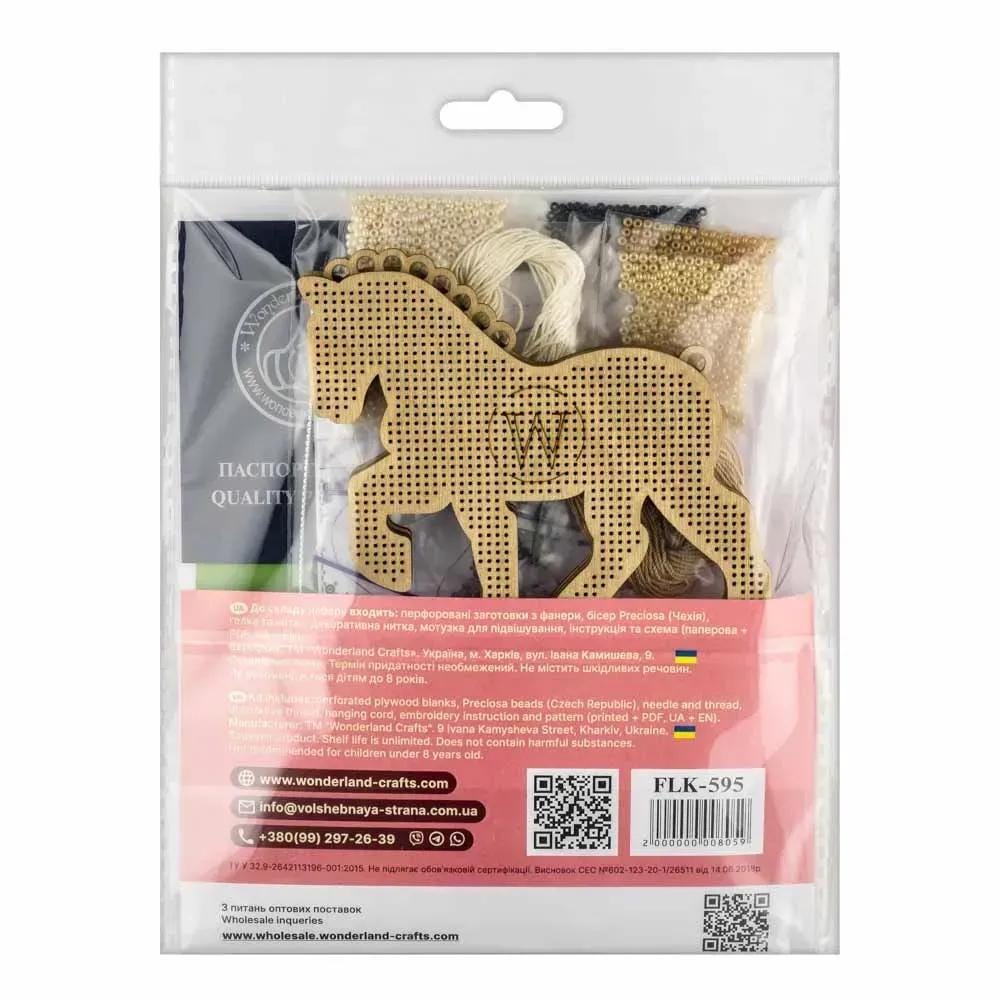 Bead Embroidery Kit: Palomino Stallion, Double-Sided Wood Model