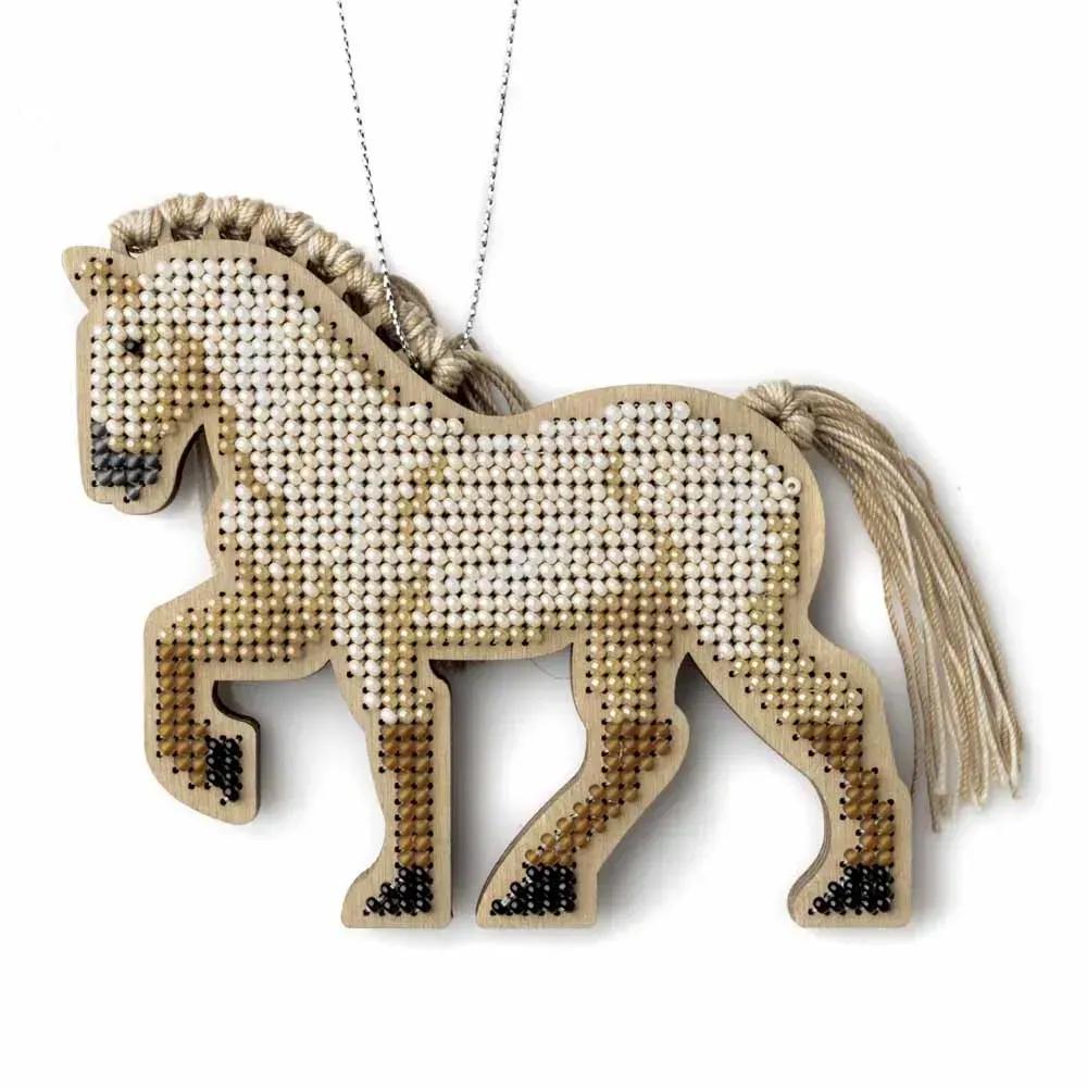 Bead Embroidery Kit: Palomino Stallion, Double-Sided Wood Model