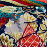 Needlepoint Pillow Kit: Hazelnut Design by William Morris, Acrylic Yarn,16″ Printed Canvas