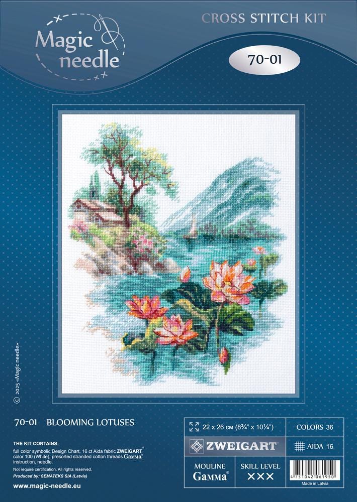 Magic Needle Counted Cross Stitch Kit Blooming Lotuses, 70-01