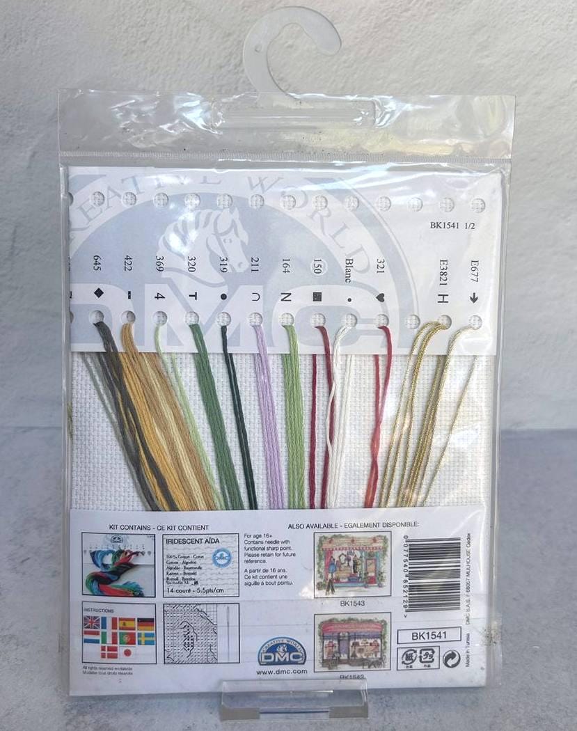 Counted Cross Stitch Kit Indulgence, DMC – Champagne & Desserts, Pearlescent 14ct Aida, 10″×6″, BK1541