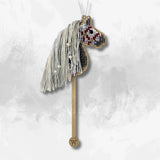 Bead Embroidery Kit on Wood, Bead Gray Horse, easy to make, LK-591