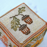 Autumn Kube Cross Stitch Kit – Hand-dyed Threads, Fall Decor