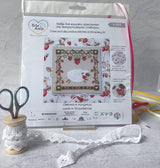 Counted Cross Stitch Kit "Strawberry Sheep", Hand-dyed Threads | TOHO Beads | Fuzzy Yarn | X-055