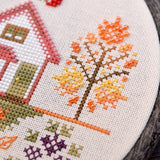 Autumn Cross Stitch Kit: Hand-Dyed Threads, Czech Beads, Nurge Hoop