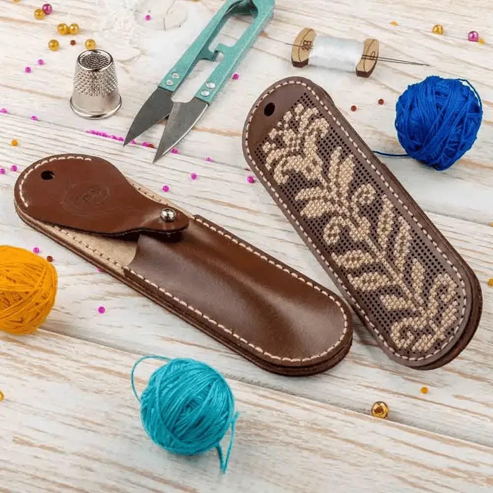 DIY Faux Leather Scissor Case Kit: Embroidery flower Pattern