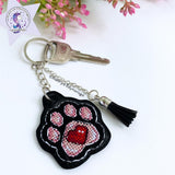 Black Cat Paw Embroidery Kit: DIY Keychain, Leatherette Base