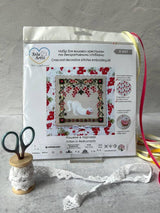 Cross Stitch Kit, "Kitten in currants" X-057, Hand-dyed Threads, TOHO Beads