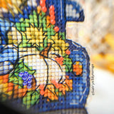 Atumn blue track Cross Stitch Kit, threads, beads and decorative crystals