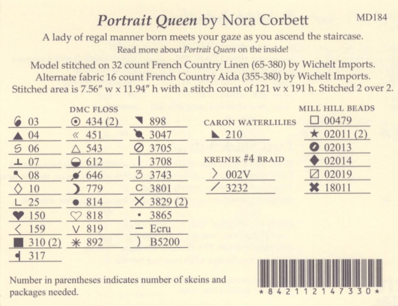 Mirabilia - Portrait Queen cross stitch pattern only, MD-184
