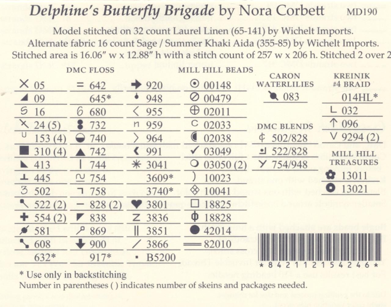 Mirabilia - Delphine's Butterfly Brigade cross stitch pattern only, MD-190