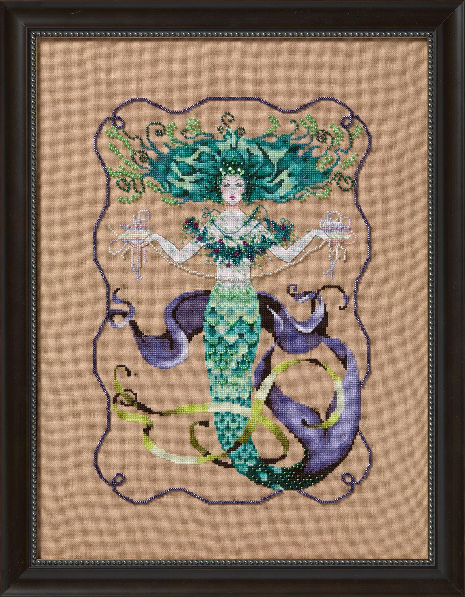Mirabilia - Madam Mermaid cross stitch pattern and Embellishment pack, MD-199, MD-199E