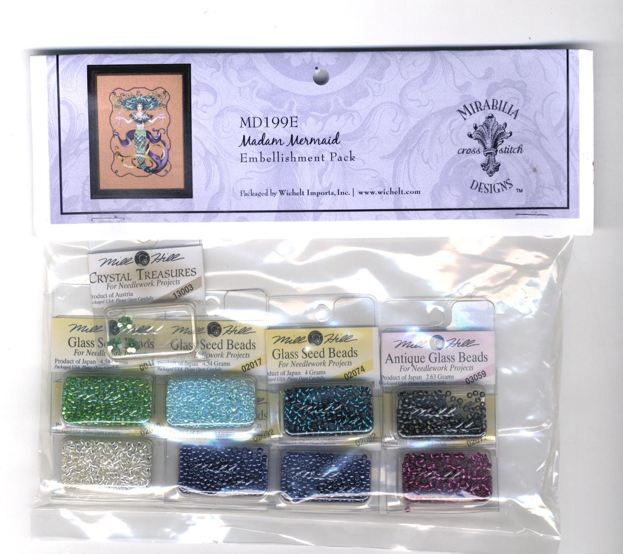 Mirabilia - Madam Mermaid cross stitch pattern and Embellishment pack, MD-199, MD-199E