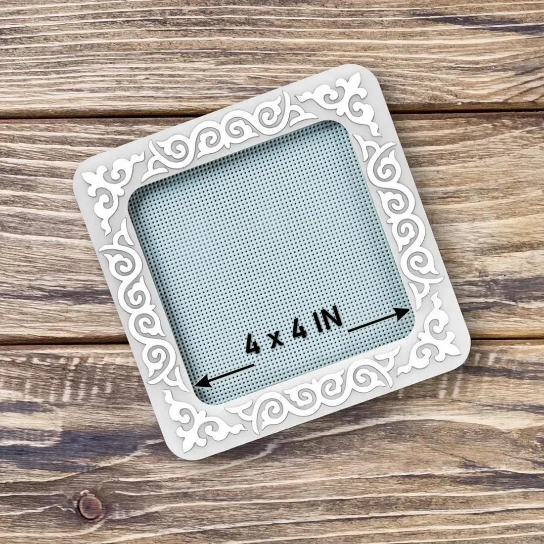 Plastic Embroidery Hoop with Magnetic Holders, silver pattern: 4"x4" Mill Hill Compatible
